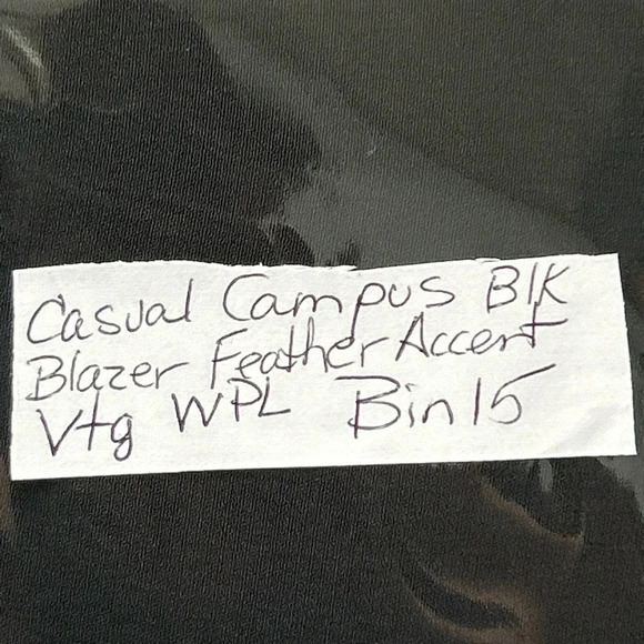 Vintage Campus Casual Of California Black Feather Accent Blazer‎ Whimsigoth - Picture 12 of 12